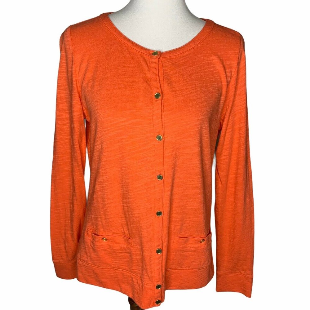 Lands' End Button Front Cardigan Pockets Size Medium